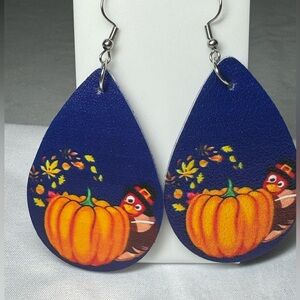 Pumpkin Lightweight Long Leaf Earrings